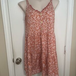 Rust Floral Sundress With Button Detail - Women’s